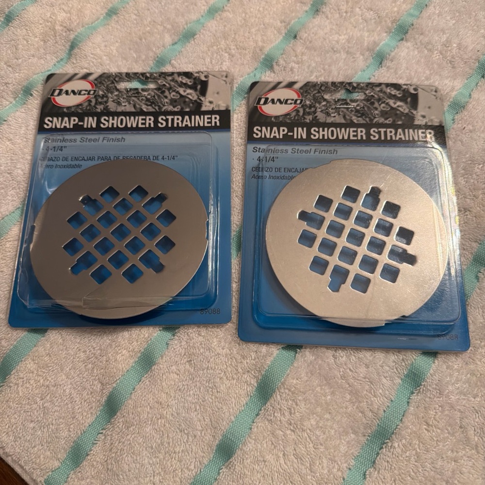 DANCO Easy-to-Install Snap-In Shower Drain,Stainless Steel Set Of 2